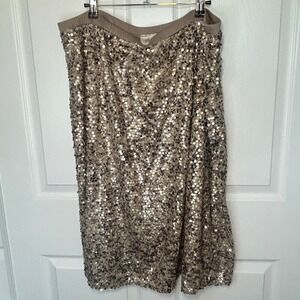 Dantelle Women's 2X Skirt Sequin Bronze Gold Plus‎ Size Party Cocktail Sparkle